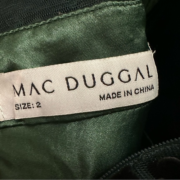 NWOT MAC DUGGAL Green Embellished Illusion High Neck Long Sleeve Fit & Flare 2 - Picture 10 of 10